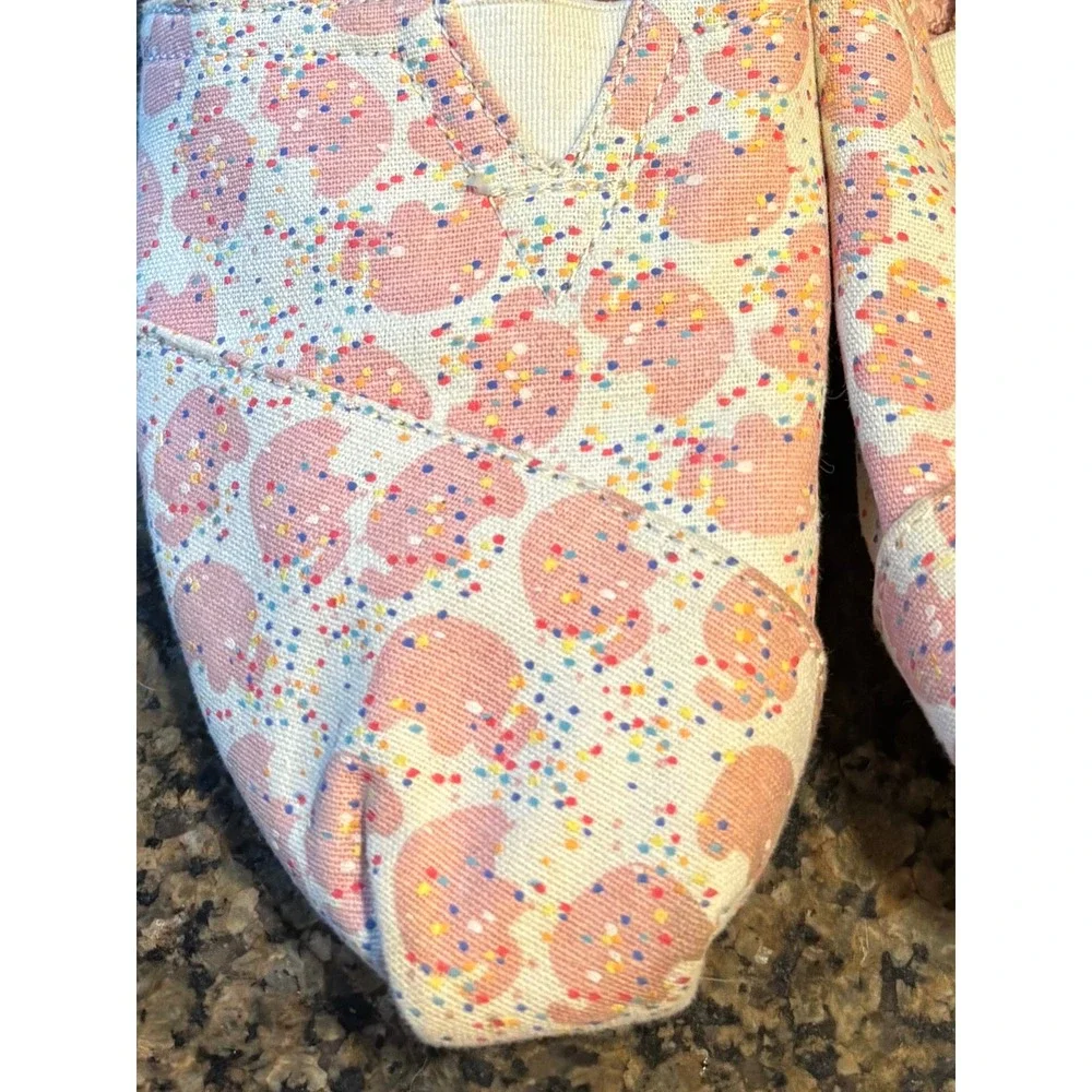 TOMS Classic Alpargata Pink elephant Sprinkles Canvas Slip On Shoes Womens 8